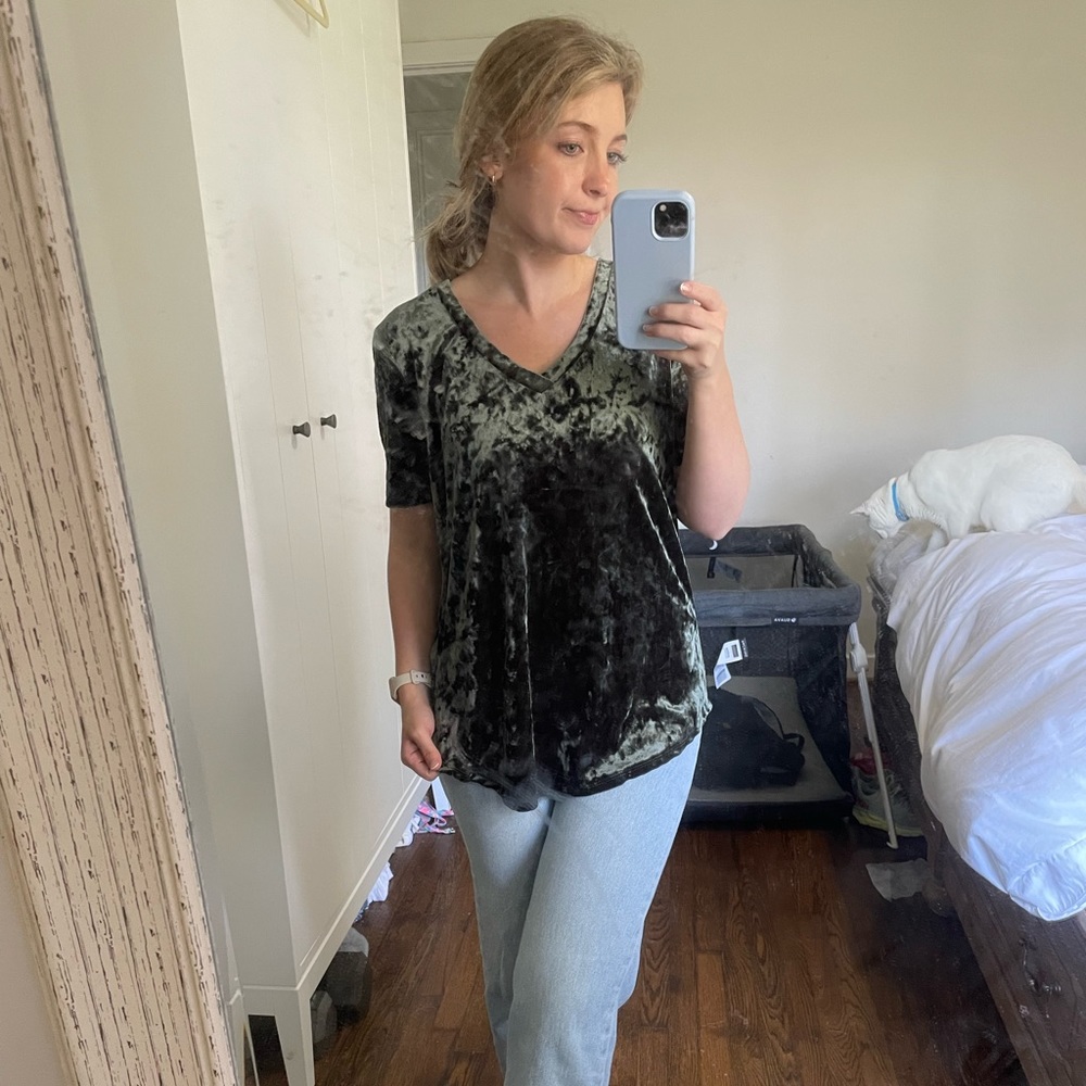 Crushed Green Velvet Top